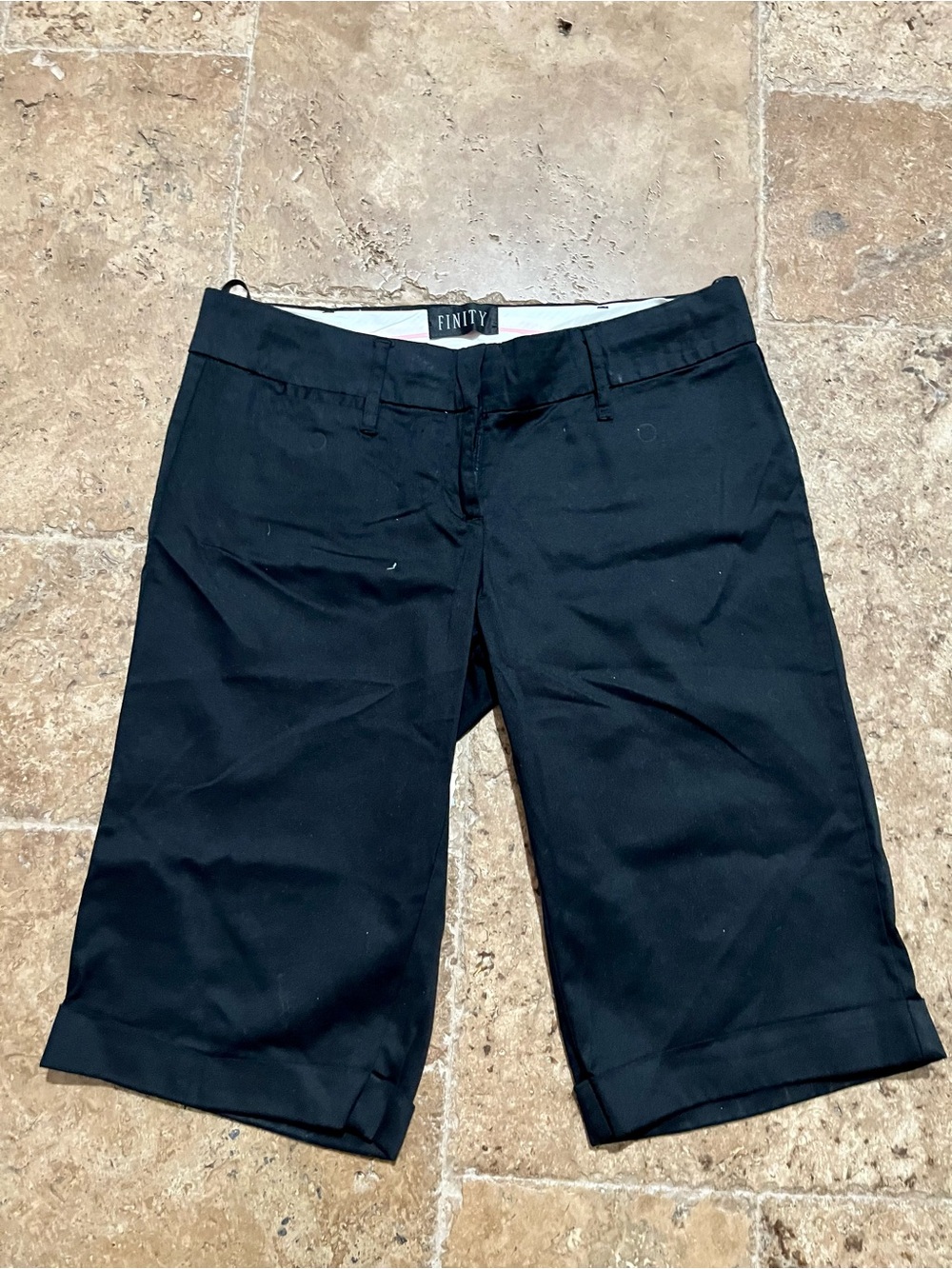 Finity Y2K Black Low Rise Knee Length Bermuda Shorts - Picture 4 of 7